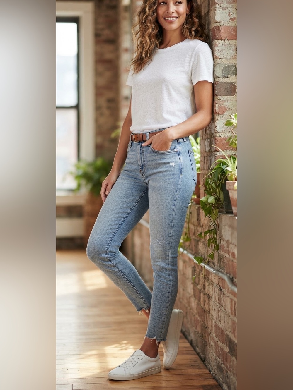 Good American Good Legs Raw Hem Gap Proof Jeans Womens 8/29 Blue664 Wash Sculpt